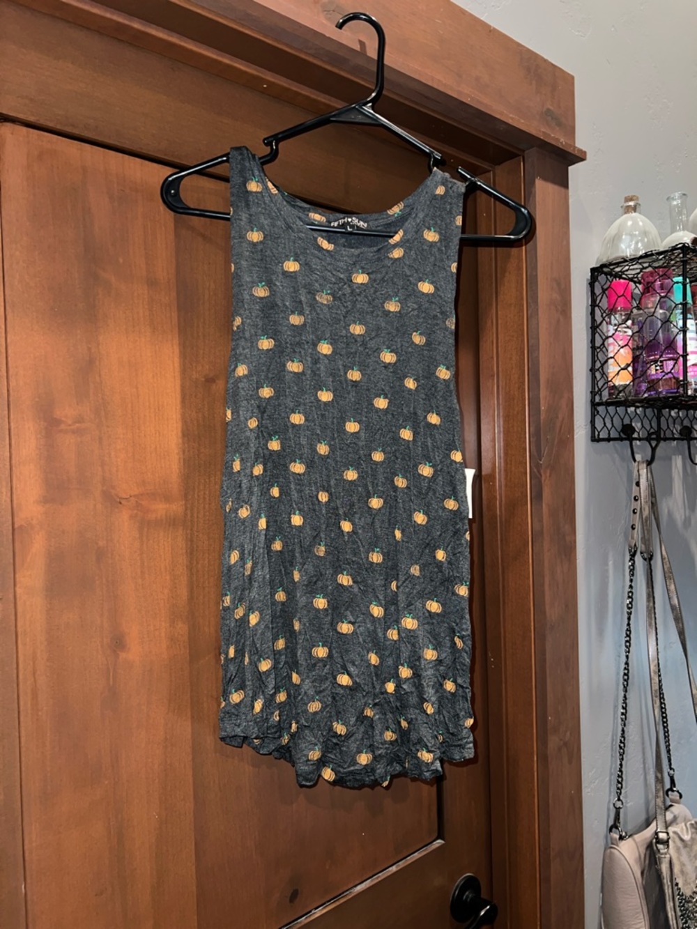 Fifth Sun Pumpkin Graphic Muscle Tank-Heather Gray